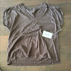 Frame Women's v neck Short Sleeve Brown Tee